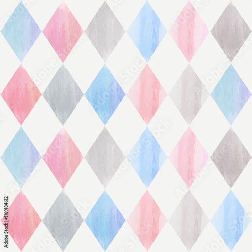 Watercolor seamless pattern, checkered background. Vector illustration. Texture for fabric, wrapping, wallpaper, print