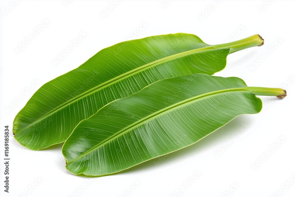 Fototapeta premium Banana Leaves on White Background