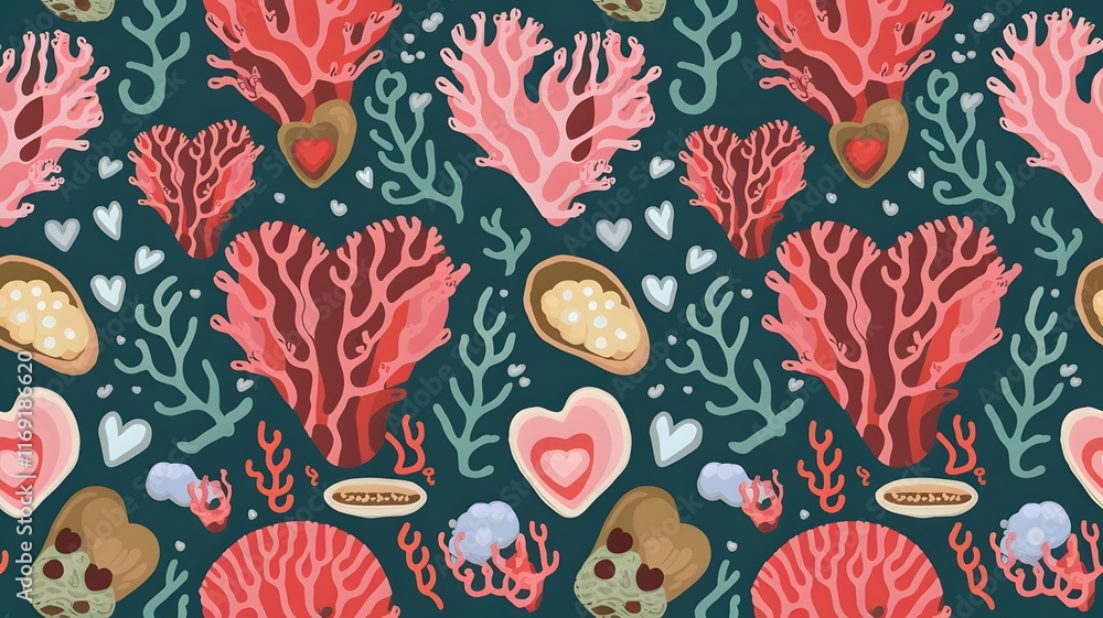 An enchanting ocean-inspired Valentine's Day background with heart-shaped coral reefs, pearl-filled oysters, and tiny bubbles rising, set on a deep aquamarine gradient, blending romance with nature. An enchanting ocean-inspired Valentine's Day background with heart-shaped coral reefs, pearl-filled oysters, and tiny bubbles rising, set on a deep aquamarine gradient, blending romance with nature.