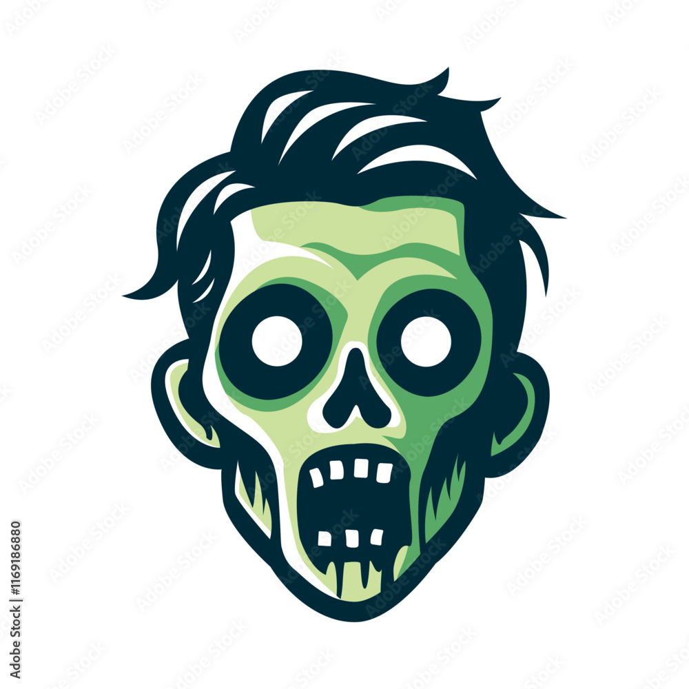 Fototapeta premium angry zombie head hungry for human flesh perfect for sticker or logo vector illustration design