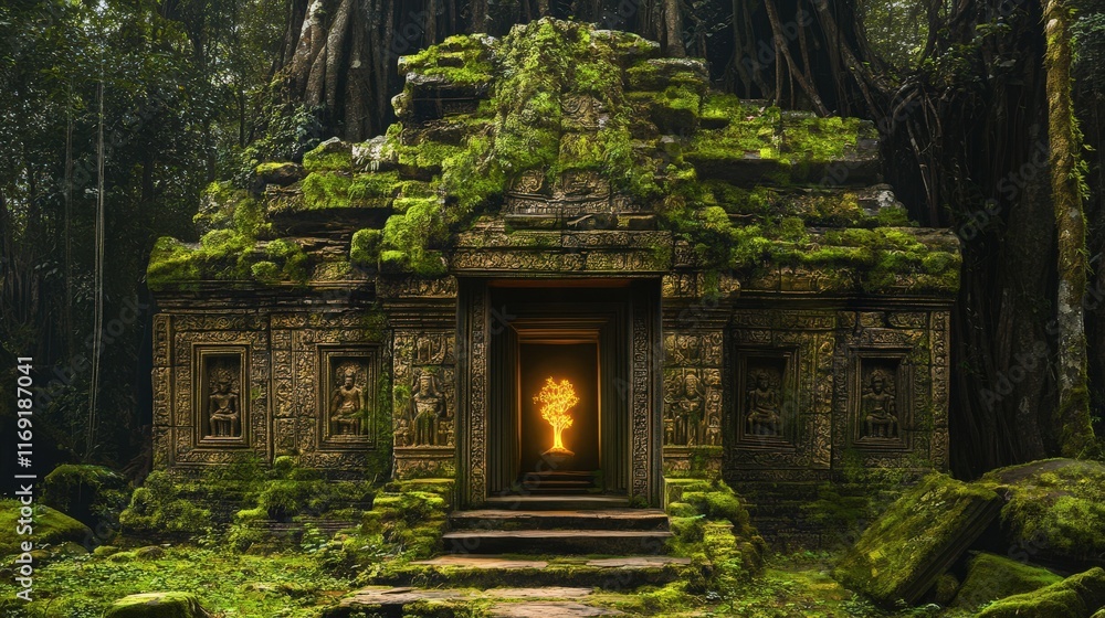 Ancient Moss Covered Temple Hidden Deep Within The Jungle Ancient Moss Covered Temple Hidden Deep Within The Jungle