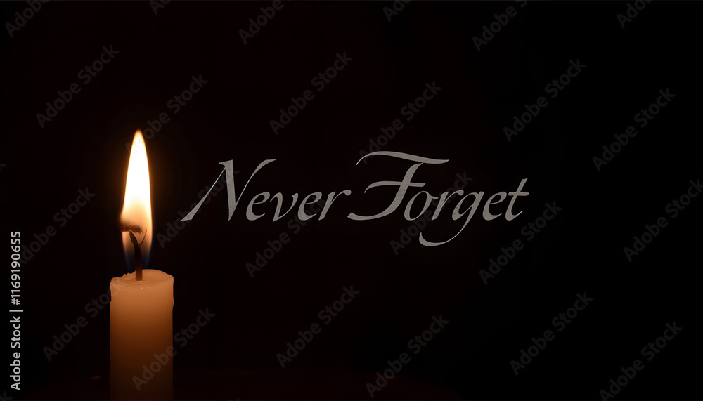 Memorial Day for genocide victims of World War II with a lone candle and Memorial Day for genocide victims of World War II with a lone candle and