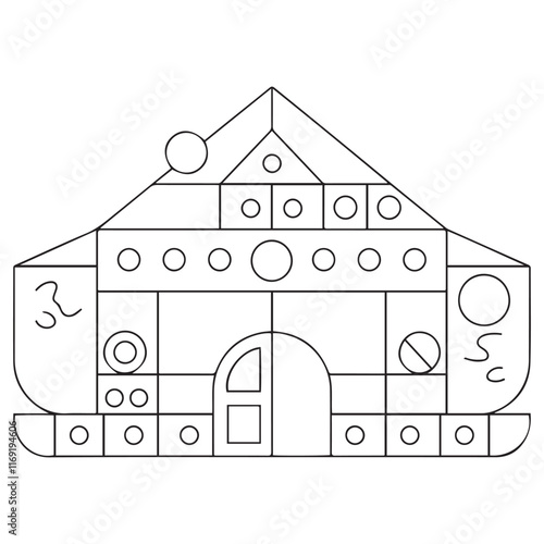 Coloring book house theme image