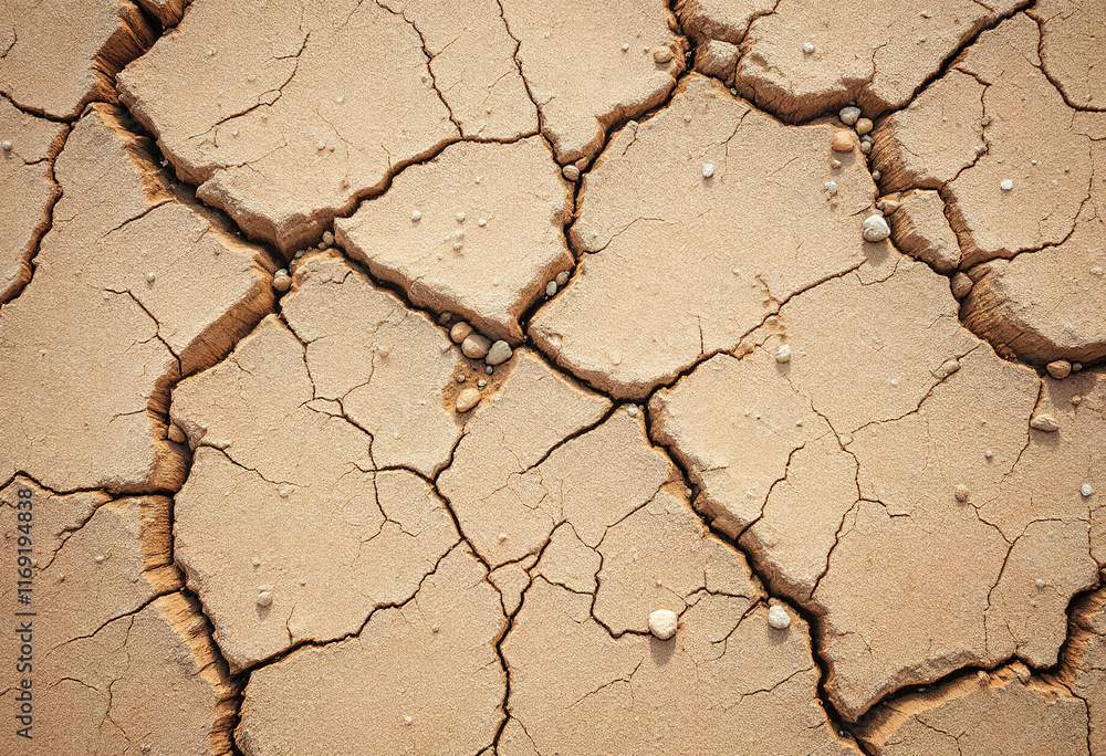 Dry cracked brown stony soil, top view. Dry cracked brown stony soil, top view.