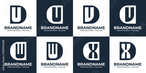 Letters DU CU DV CV CW DW CX DX Monogram Logo Set, for DU UD CU UC DV VD CV VC CW WC DW WD CX XC DX XD initials