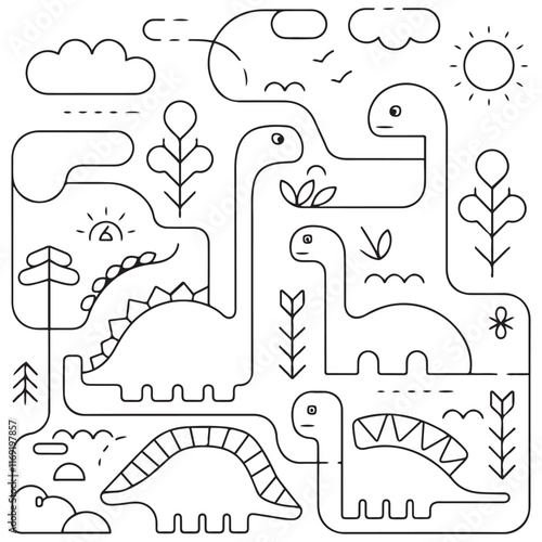 Dinosaur Coloring Book Pages for Kids