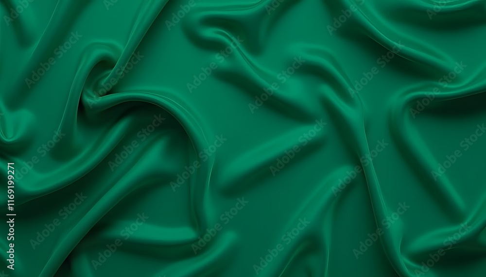 Obraz premium Emerald Green Silk Fabric with Soft Folds and Smooth Texture