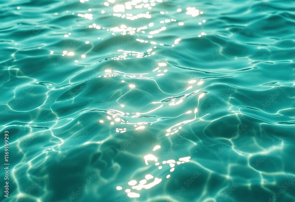Rippling turquoise water with light reflections on the surface Rippling turquoise water with light reflections on the surface