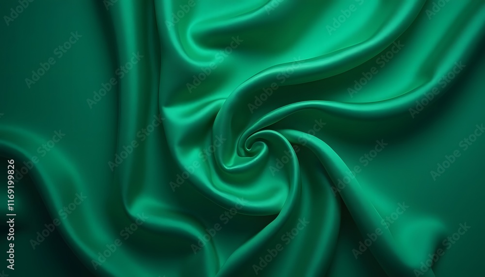 Obraz premium Emerald Green Silk Fabric with Soft Folds and Smooth Texture