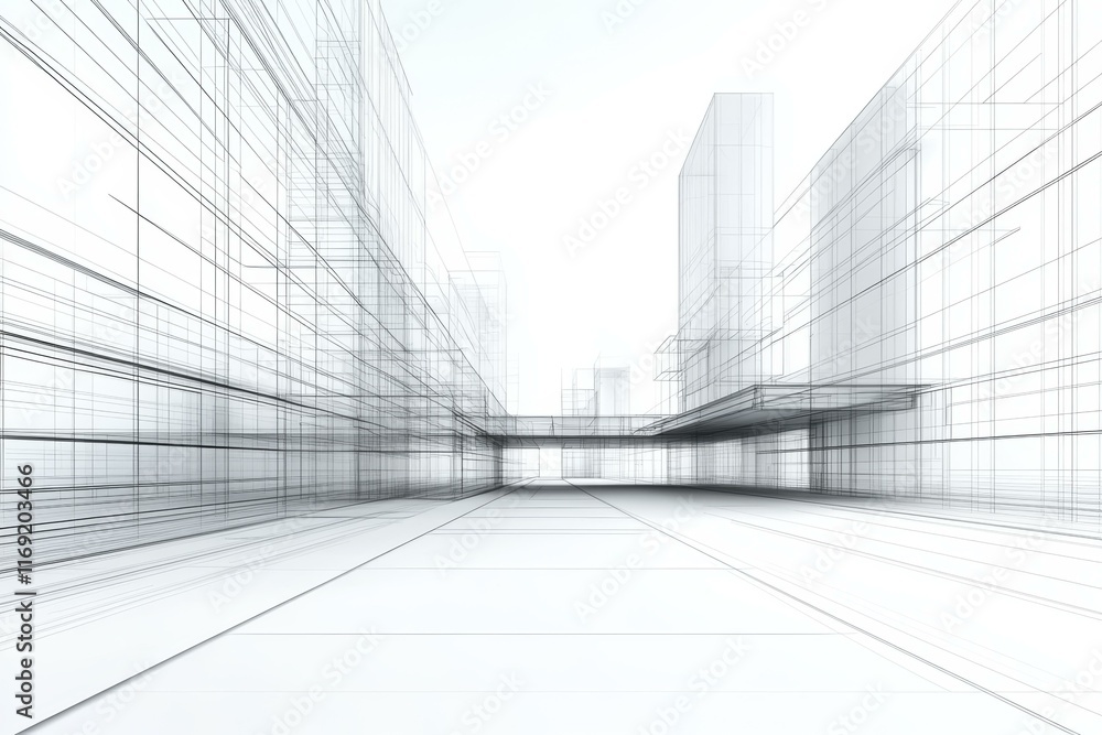 Architectural Design Wireframe Cityscape Architectural Design Wireframe Cityscape