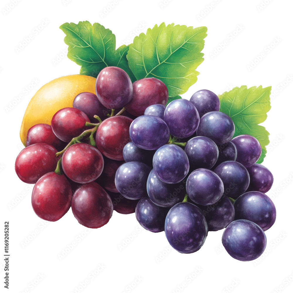 Fototapeta premium Vibrant grapes on white background