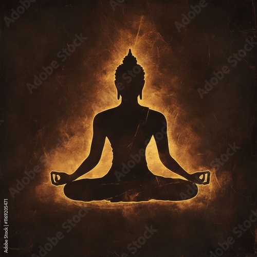 Enlightenment: A Silhouette of Buddha in Peaceful Meditation photo