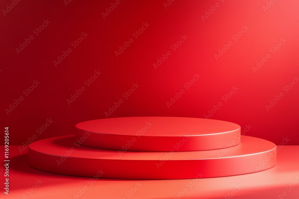 Red Product Display Stand with Minimalist Design Red Product Display Stand with Minimalist Design