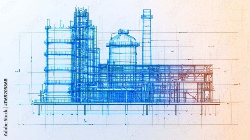Obraz premium Industrial plant blueprint design.