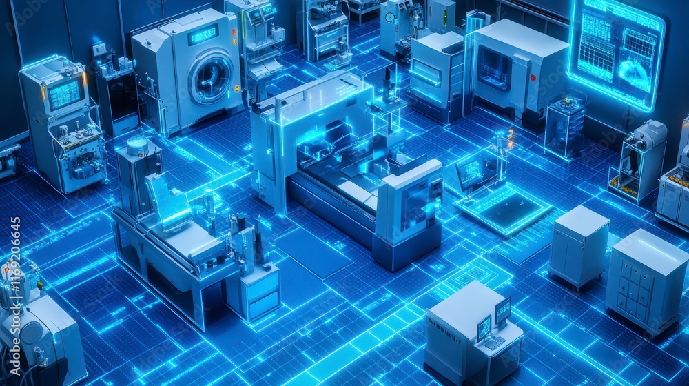 Advanced Smart Factory Automated Industrial Machinery Digital Network System Advanced Smart Factory Automated Industrial Machinery Digital Network System