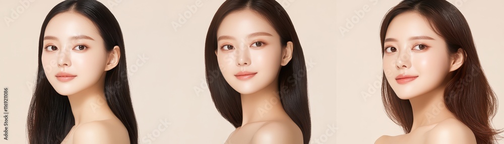 Captivating portrait of a woman with long, flowing hair and striking brown eyes Captivating portrait of a woman with long, flowing hair and striking brown eyes