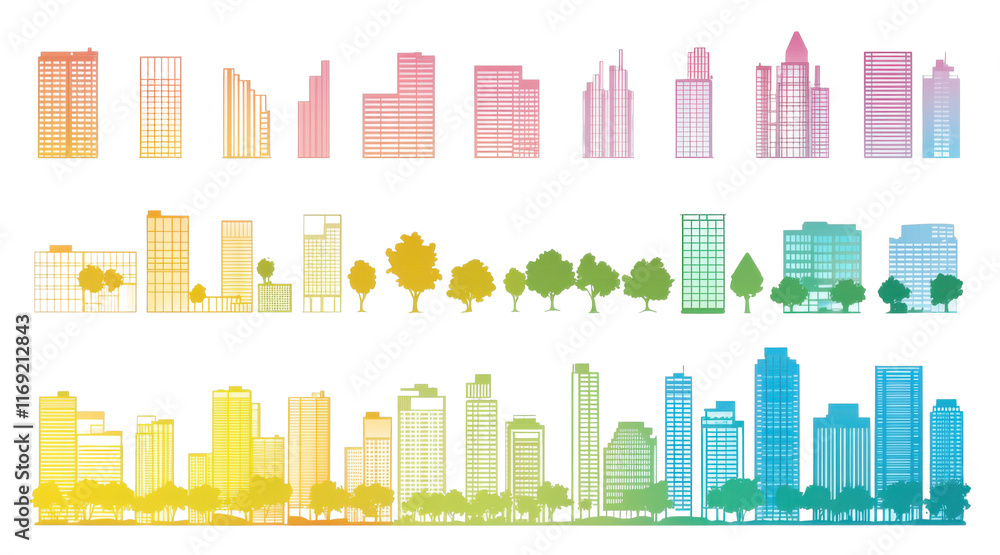 Urban skyline development modern city graphic design colorful environment aesthetic viewpoint cityscape concept Urban skyline development modern city graphic design colorful environment aesthetic viewpoint cityscape concept