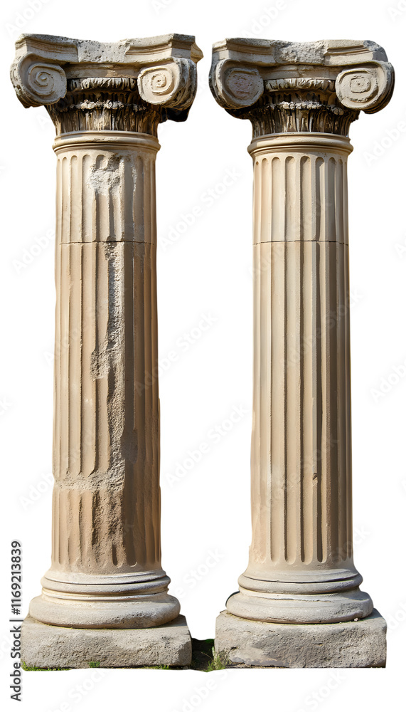 Obraz premium ancient column, marble column isolated on transparent background.