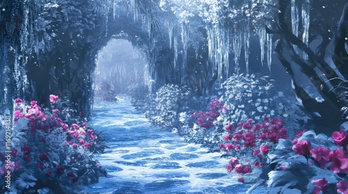Wallpaper Mural Enchanting Frozen River Path Through A Mystical Winter Forest Torontodigital.ca