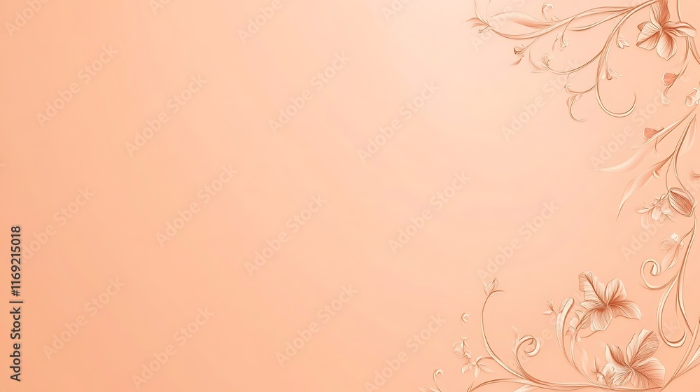 Peach Background With Delicate Floral Design Peach Background With Delicate Floral Design