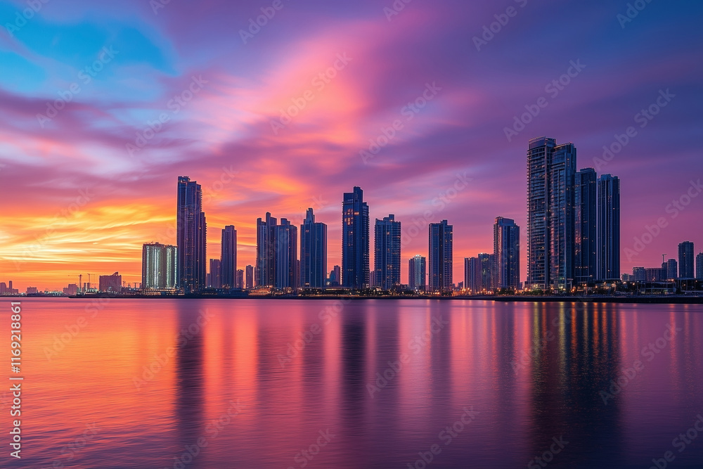 Obraz premium Beautiful night view of the cityscape