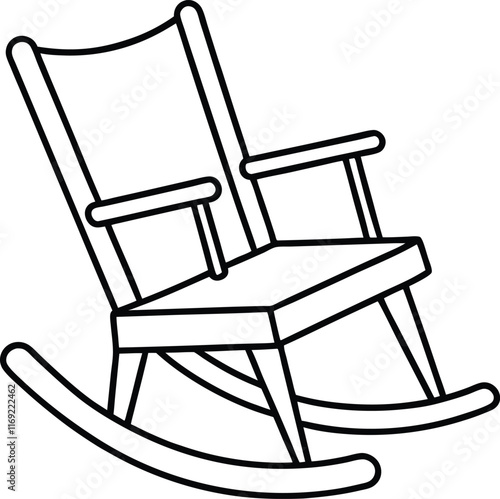 rocking chair icon line art vector illustration