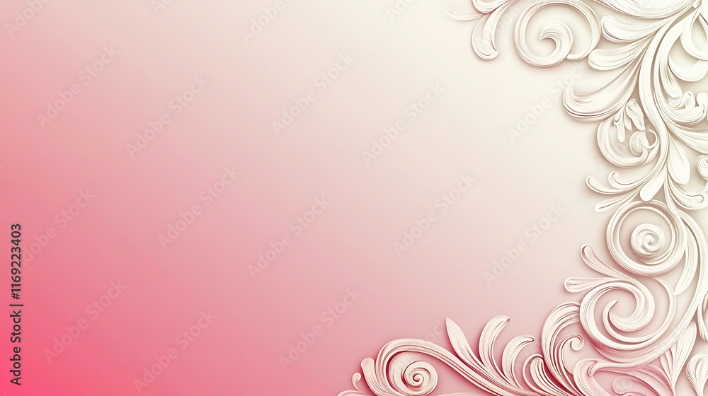 Elegant Pink Background with White Floral Design Elegant Pink Background with White Floral Design