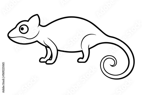 Chameleon Silhouette Icon on Clean White Background