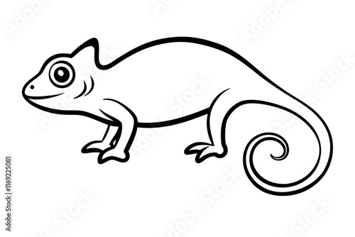 Chameleon Silhouette Icon on Clean White Background