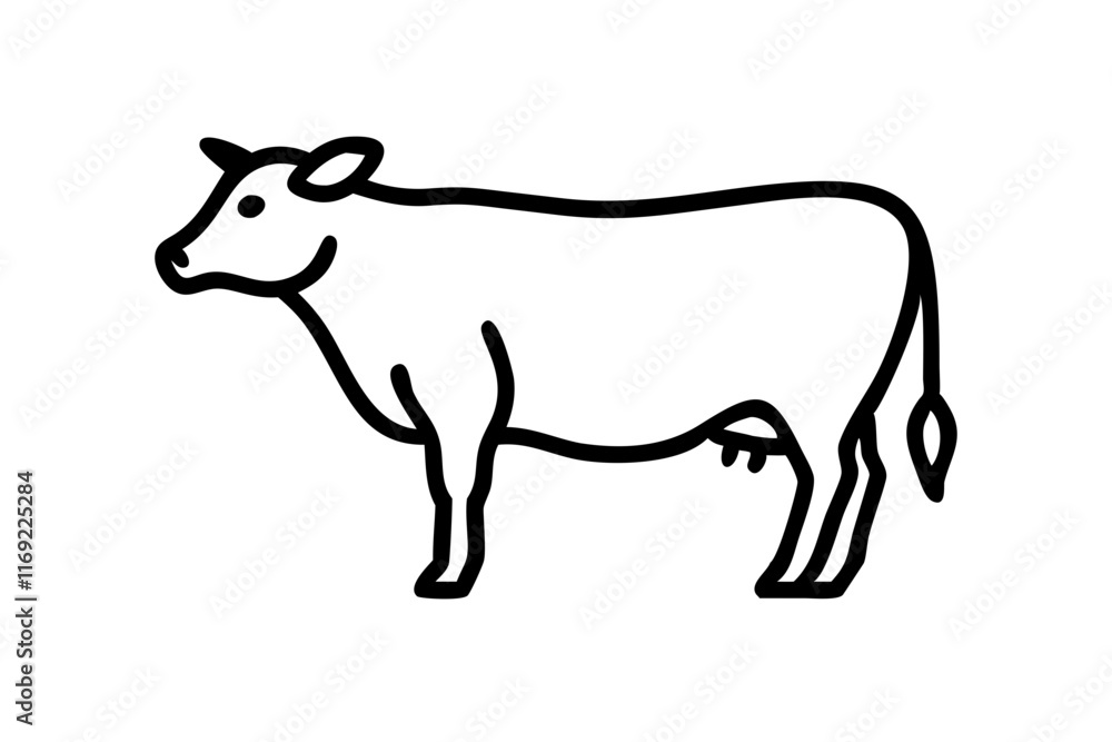 Cow Silhouette Icon on Clean White Background Cow Silhouette Icon on Clean White Background