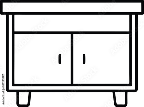 sideboard icon line art vector illustration