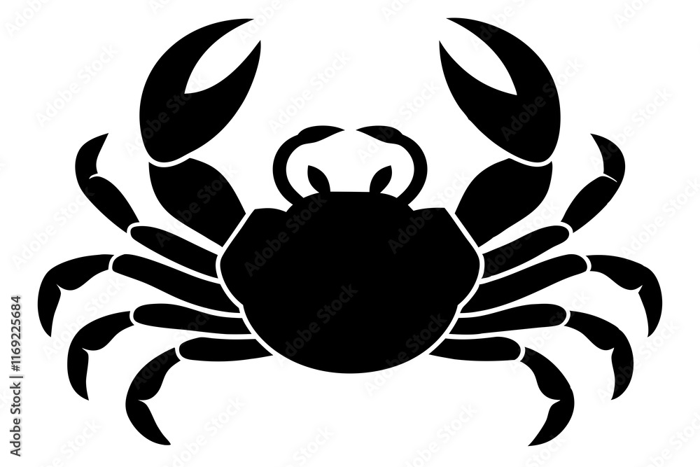 Crab Silhouette Icon on White Background Crab Silhouette Icon on White Background