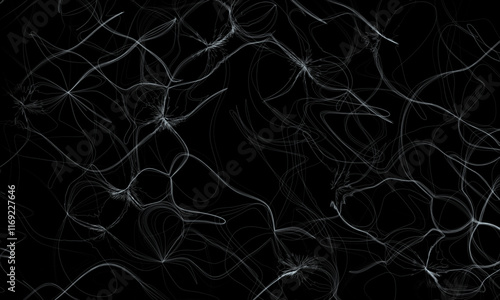 A vector illustration depicting a chaotic tangle of curved strings, with interwoven lines flowing and entangling together.