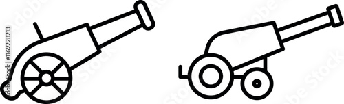 "Artillery Vector Icon Set - Military, Weaponry, and Defense Symbols"
