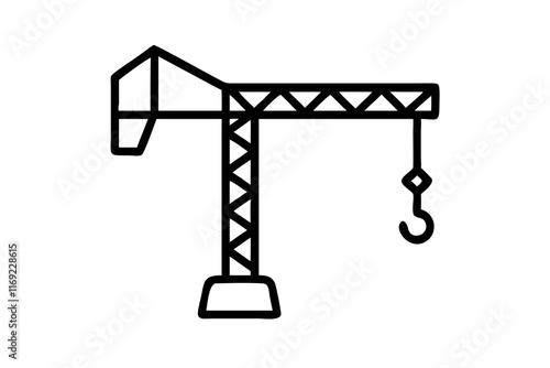 Jib Crane Silhouette Icon on Clean White Background