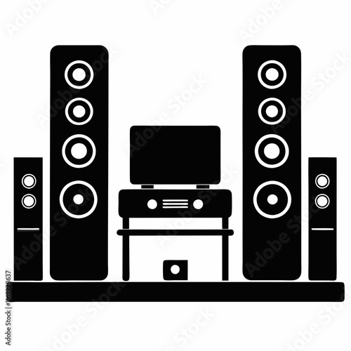 Home Theater Silhouette Vector Art