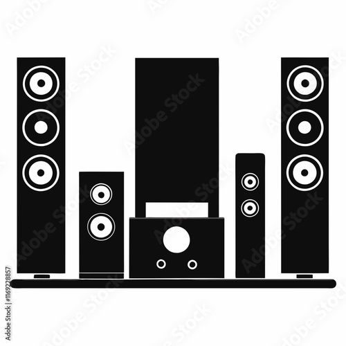 Home Theater Silhouette Vector Art