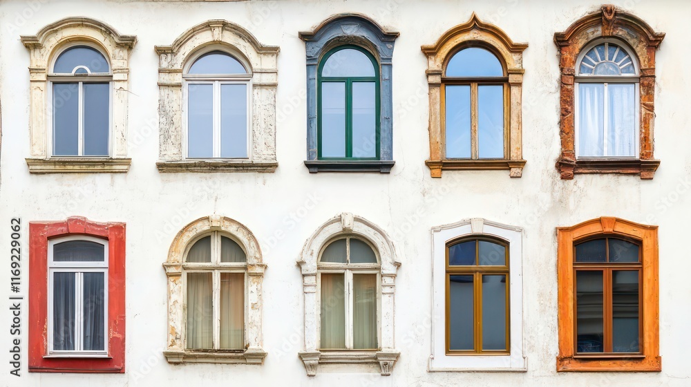 Collection of isolated window frames Collection of isolated window frames