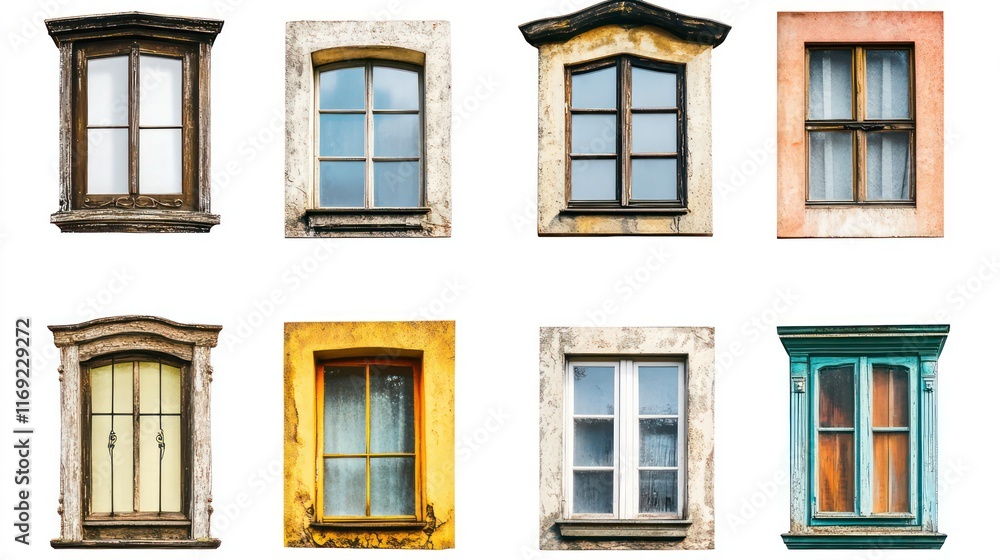 Fototapeta premium Collection of isolated window frames