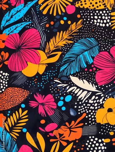 Retro 80s Memphis-style pattern, bright colors, and bold shapes