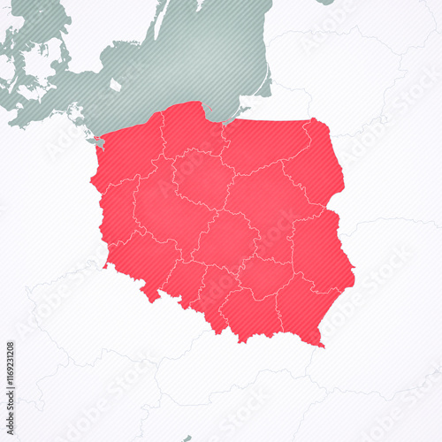 Map of Poland - borders of the voivodeships photo