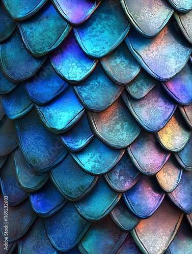 Wallpaper Mural Fantasy dragon scales pattern, shimmering iridescent textures Torontodigital.ca