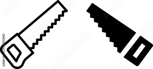 "Hand Saw Vector Icon Set - Tools, Carpentry, and DIY Symbols"