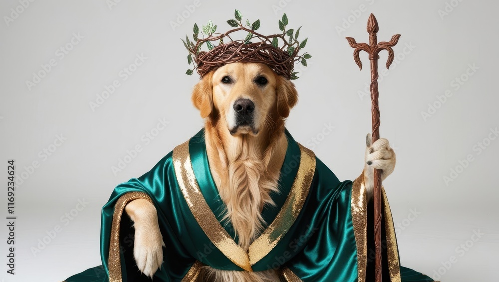 Obraz premium Majestic dog king portrait studio setting animal photography regal atmosphere close-up view