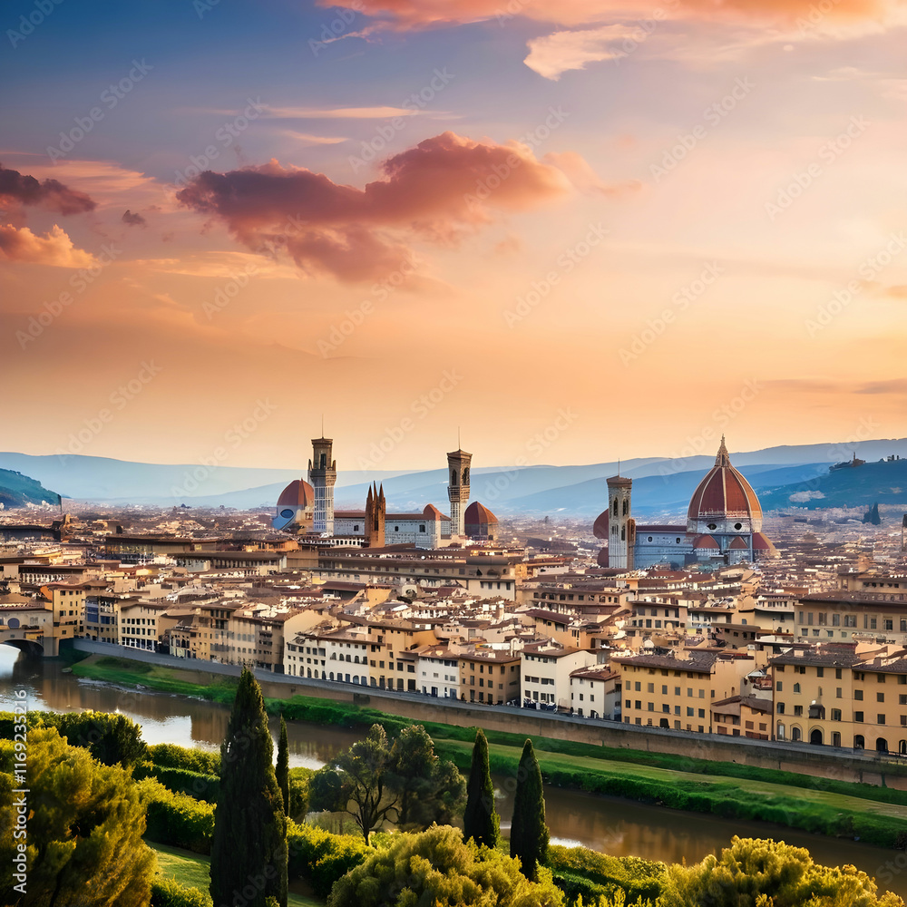 Fototapeta premium Beautiful Citysearch of Florence at sunset
