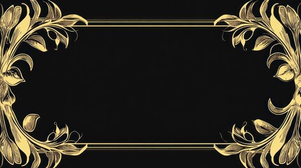Elegant gold art deco border with 1920s decorative ornaments