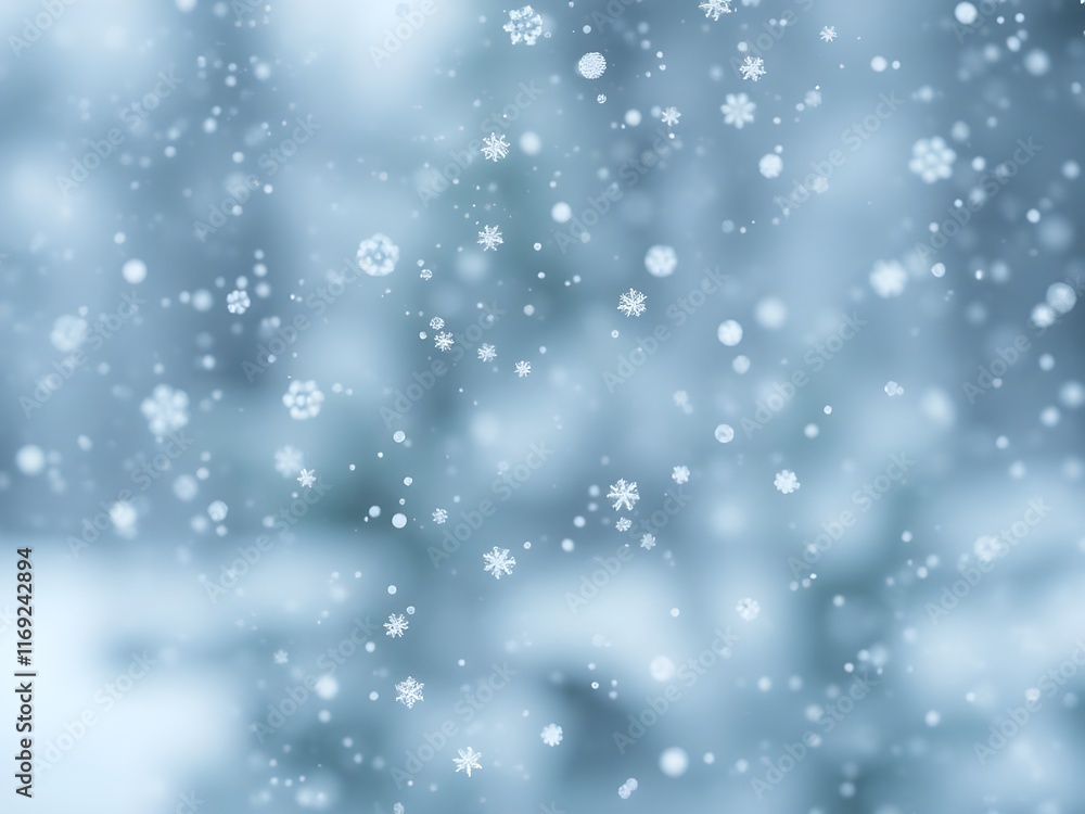 Fototapeta premium Winter snowflakes falling on a window,