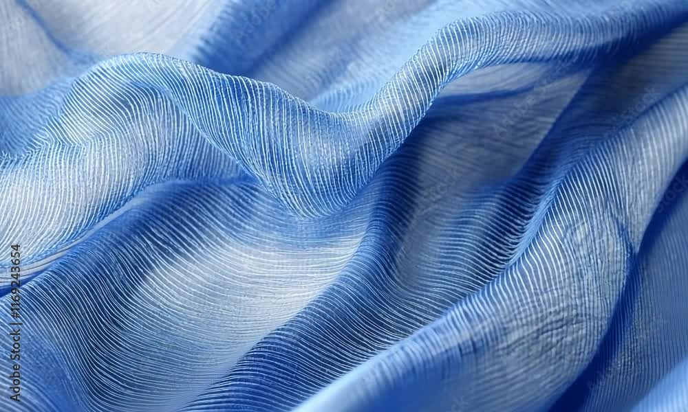Draped Light Blue Sheer Fabric with Linear Texture Draped Light Blue Sheer Fabric with Linear Texture