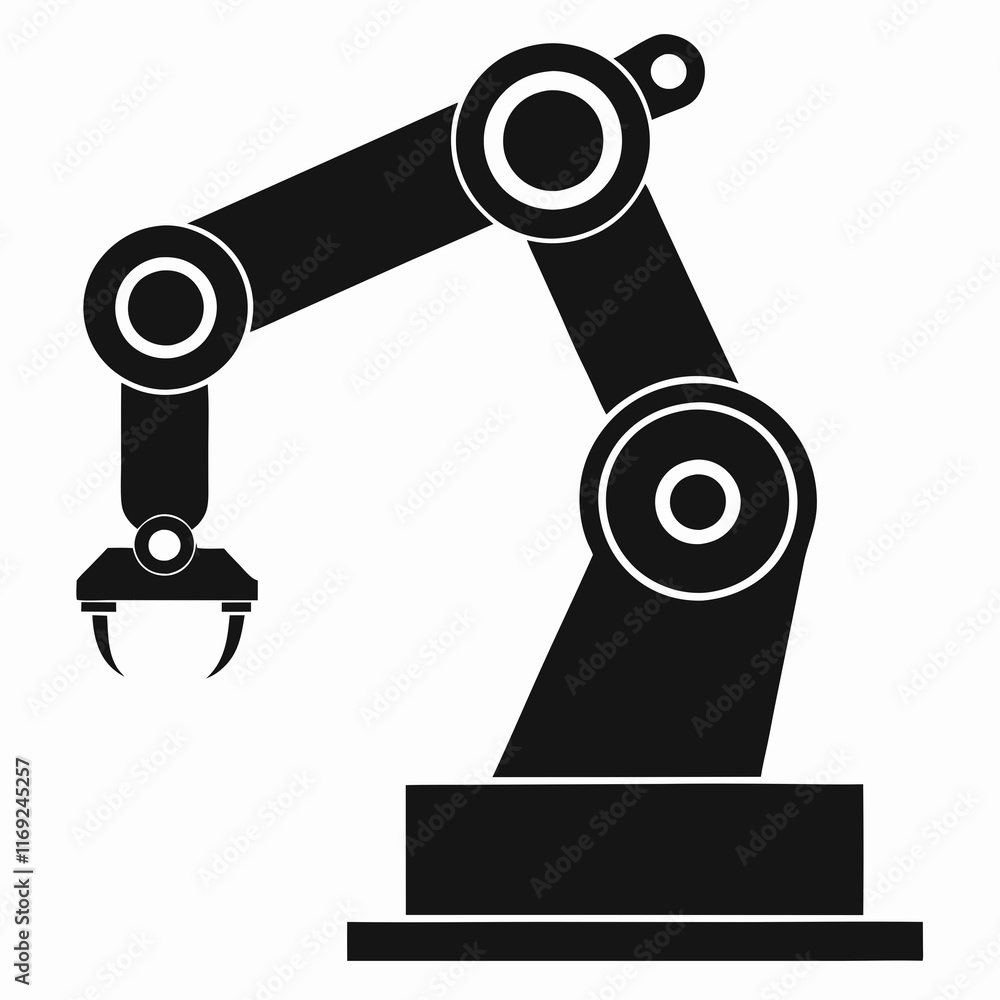 Industrial Robot Arm Silhouette Vector Industrial Robot Arm Silhouette Vector