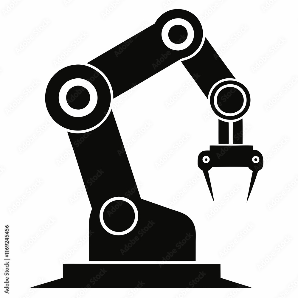 Industrial Robot Arm Silhouette Vector Industrial Robot Arm Silhouette Vector